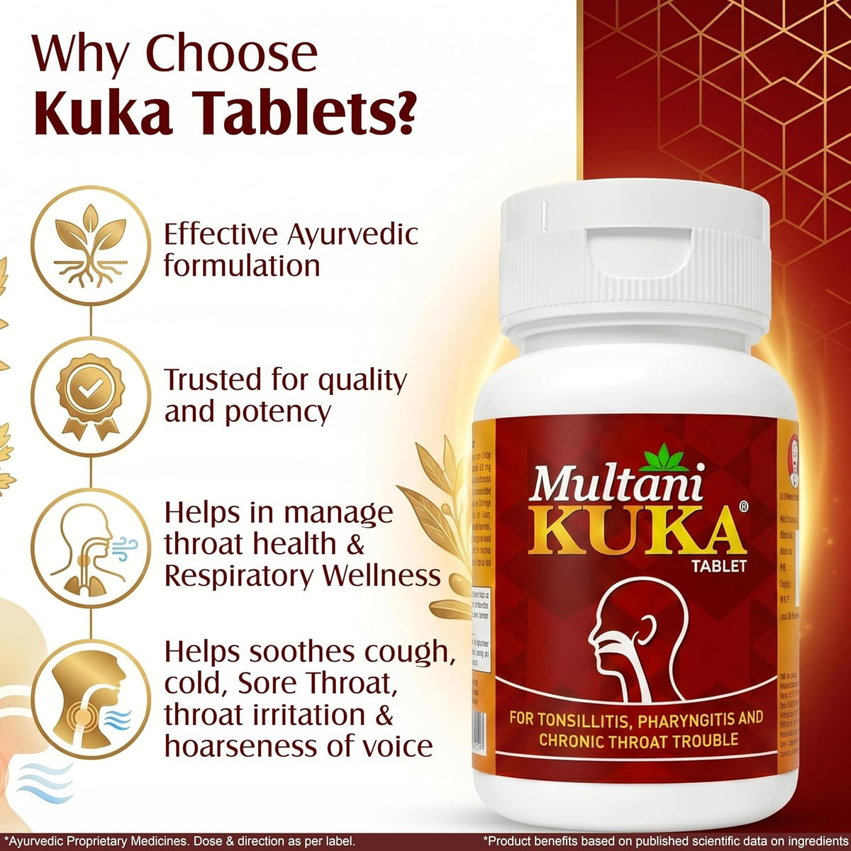 Multani Kuka 100 Tablet | Useful In Tonsillitis, Pharyngitis & Chronic Throat Trouble | Natural & Ayurvedic | Get Relief From Tonsils & Swollen Issues