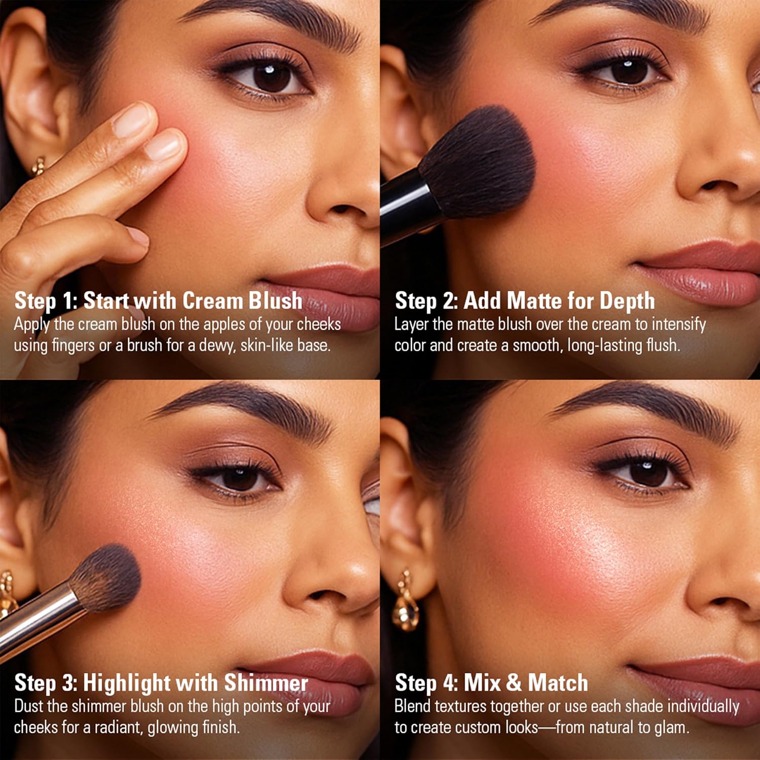 Revolution Blush Icon Palette- Aura Points Rose | Cream‑Matte‑Shimmer Trio with Hyaluronic Hydration | Highly Pigmented & Buildable | Long‑Lasting Flush for Indian Skin Tones- 9.8g