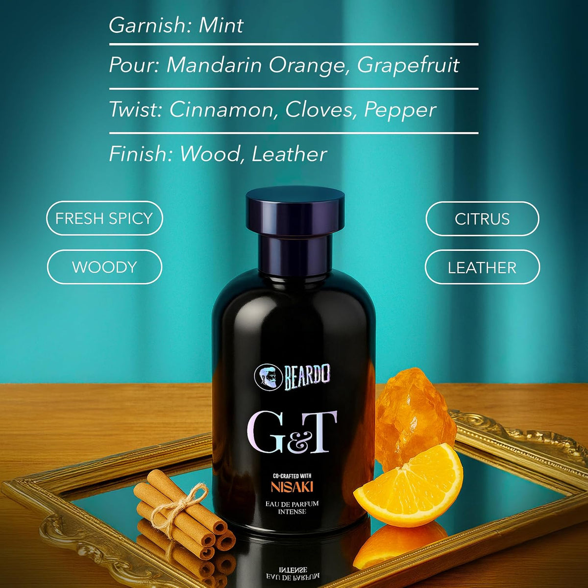 Beardo G&T Premium Perfume For Men 100ml | Eau De Parfum, Citrusy, Spicy, Woody Premium Scent | Perfume For Men Long Lasting Smell | Premium Gift For Man | Perf