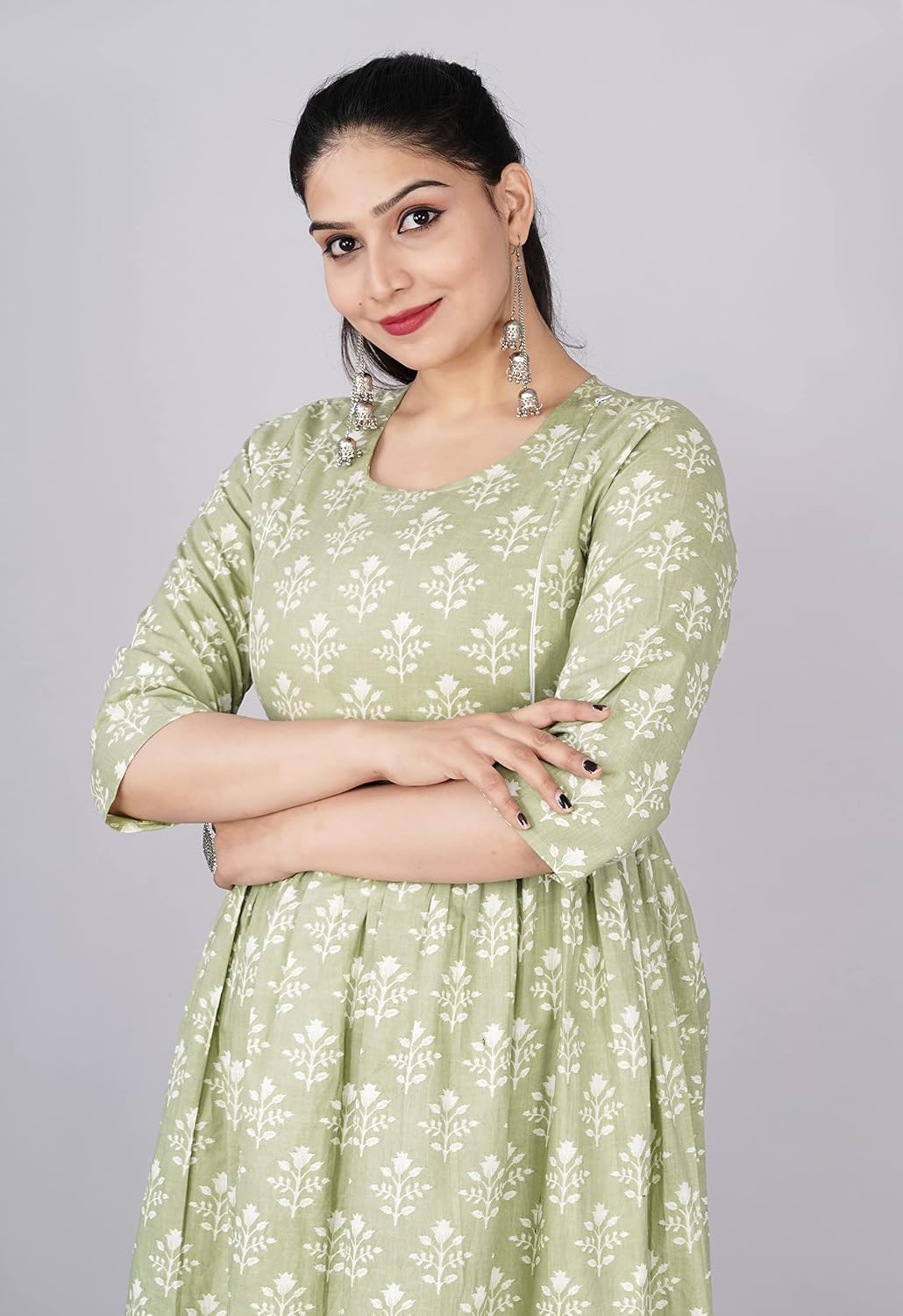 Women's Maternity Dress Kurti for Pregnancy Women with Breastfeeding Dress with Floral Maxi Maternity Dress 3X-Large Cardamom