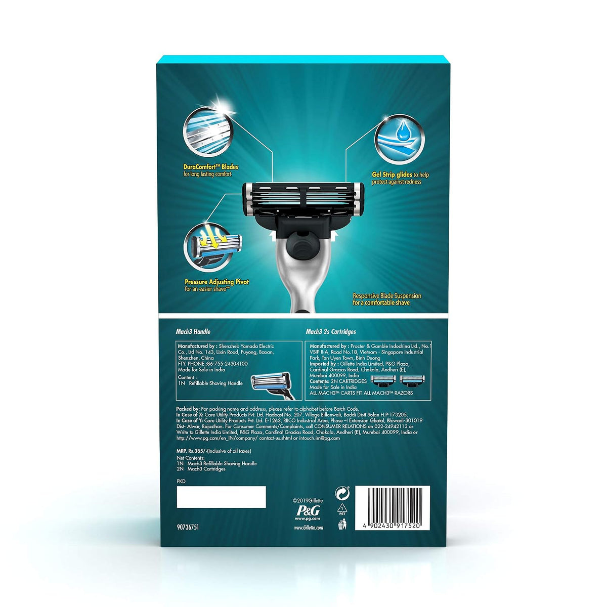 Gillette Mach 3 Shaving Razor + 1 Shaving Blade (Cartridge) and Gillette Classic Regular Pre Shave Foam, 418g with 33% Extra Free