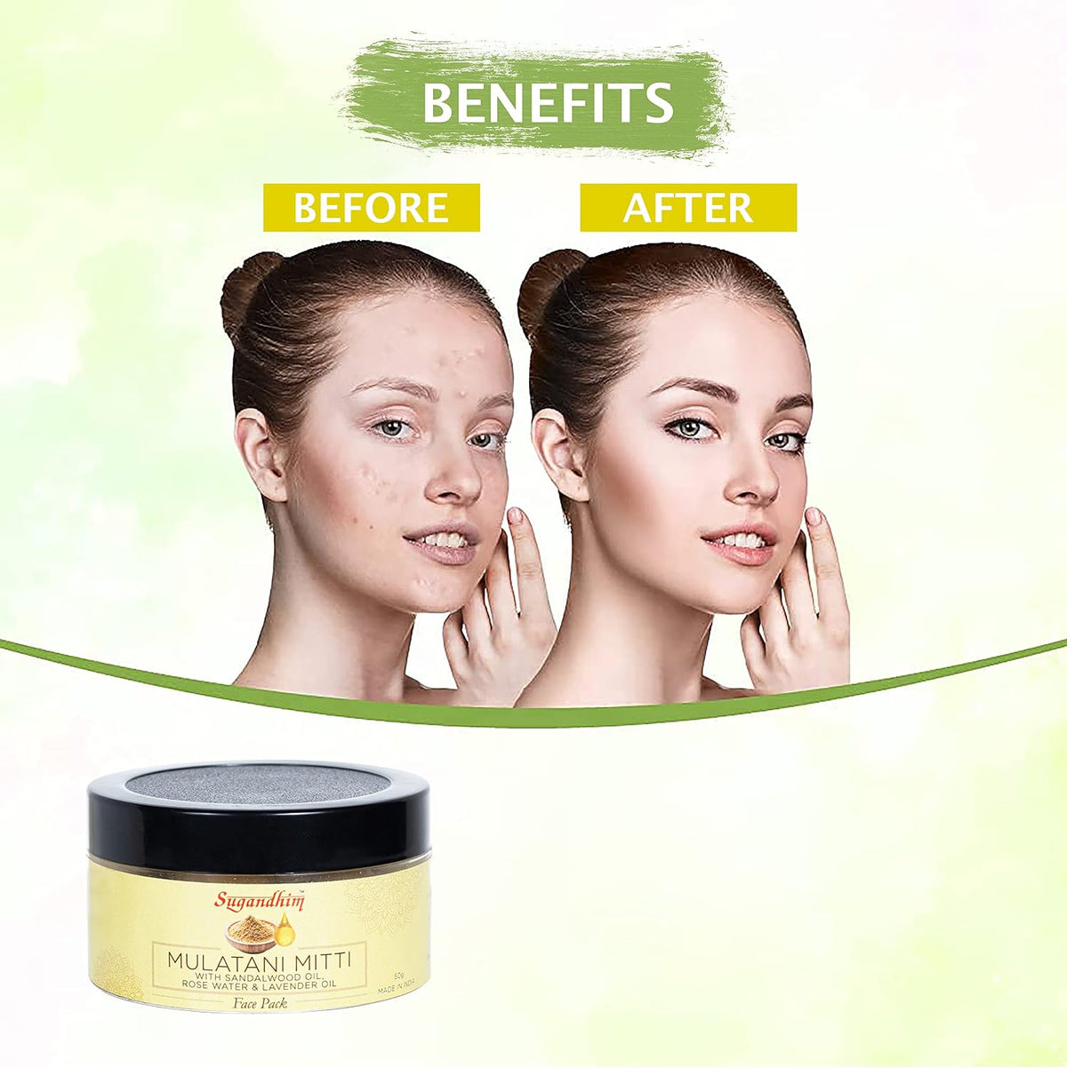 Sugandhim Multani Mitti 100% Natural Blend, Instant Glow, Refreshing, Scrubber, Nourishment, Antiseptic, Antidepressant & Anti-Anxiety Properties, Made In India