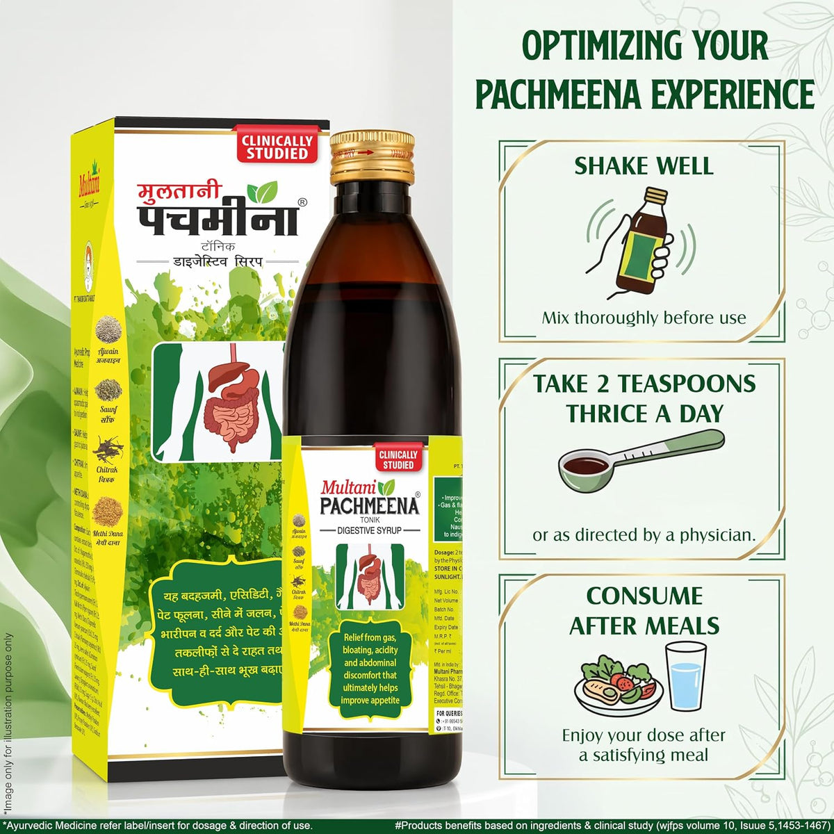 Multani Pachmeena Tonik Digestive Syrup |Ayurvedic Products For Better Digestion | Relief From Gas, Bloating, Abdominal Discomfort | Improves Appetite 100% Natu