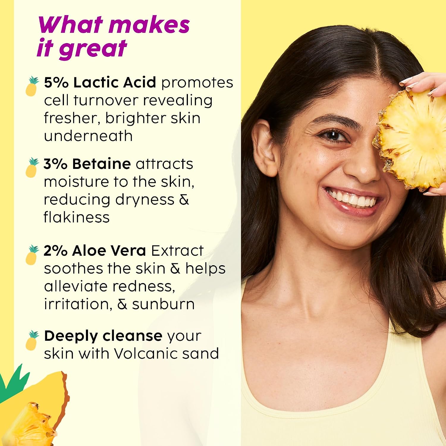 The Plant Fix Plix Pineapple 5% Lactic Acid Exfoliating Body Wash For All Skin Types, Paraben-Free Shower Gel, For Dry, Rough & Strawberry Skin, 236 Ml