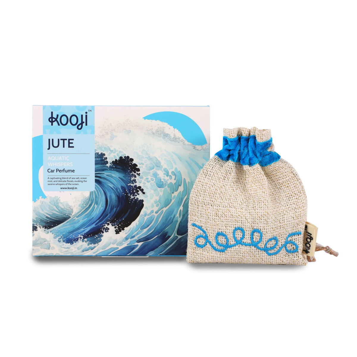 Kooji Jute - Car Perfumes - Aquatic Whispers | Premium Car Freshener with Natural & Vegan Ingredients - Long-Lasting Aroma for Car, Home, Office - Up to 45 Days