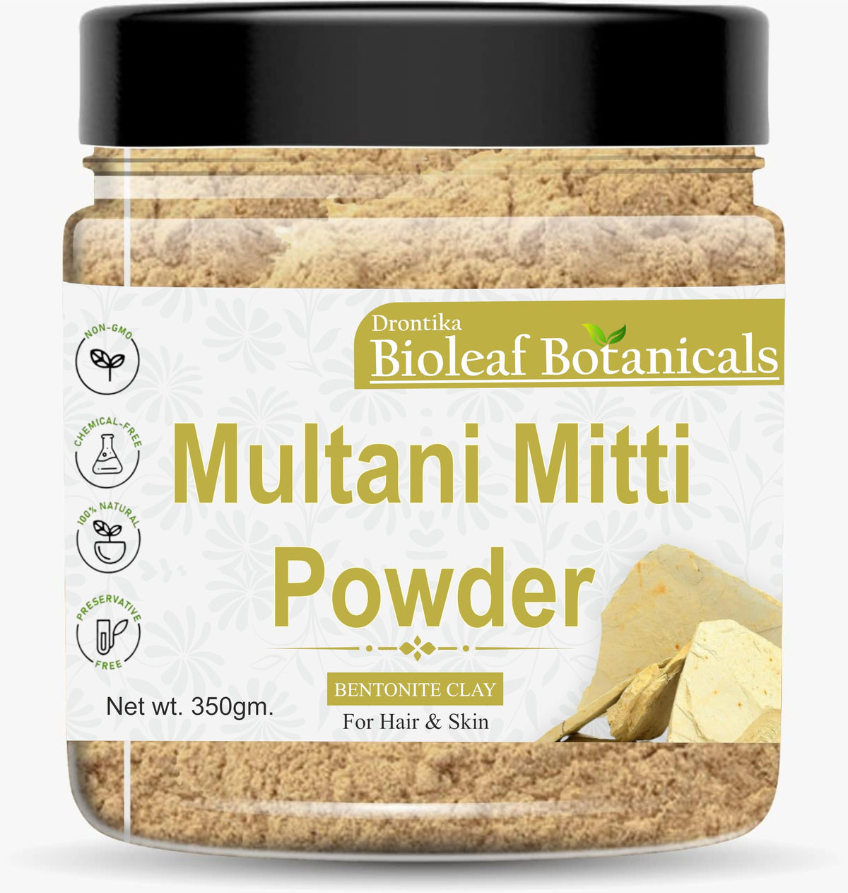 Bioleaf Botanicals Multani Mitti (Fuller’s Earth) | 100% Pure & Natural | For Deep Cleansing, Oil Control & Glowing Skin | Ideal for Face Packs & Acne Care | Ch