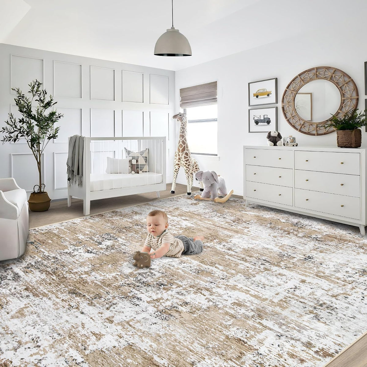 HOMETHREADS Modern Light Luxury 4x6 Feet Area Rug | 11mm Thick Soft Anti-Fatigue Cushioned Carpet with Non-Slip Backing for Living Room, Bedroom, Studio, Lounge