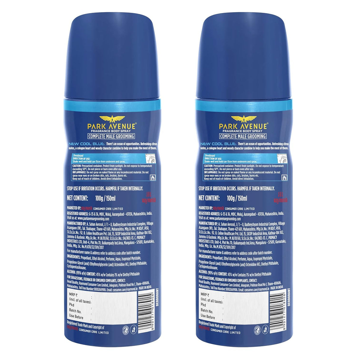 Park Avenue Spray Men's Classic Deo Cool Blue 100Gm*2 (Pack of 2)