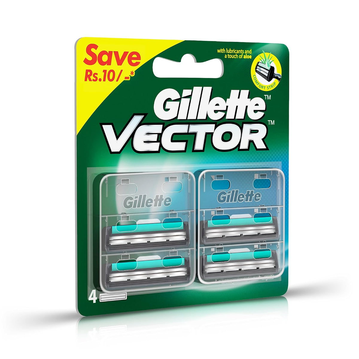 Gillette Vector Plus Manual Shaving Razor Blades (Cartridge) - 4S Pack, Men & Gillette Sensitive Pre Shave Gel Tube - 60 g