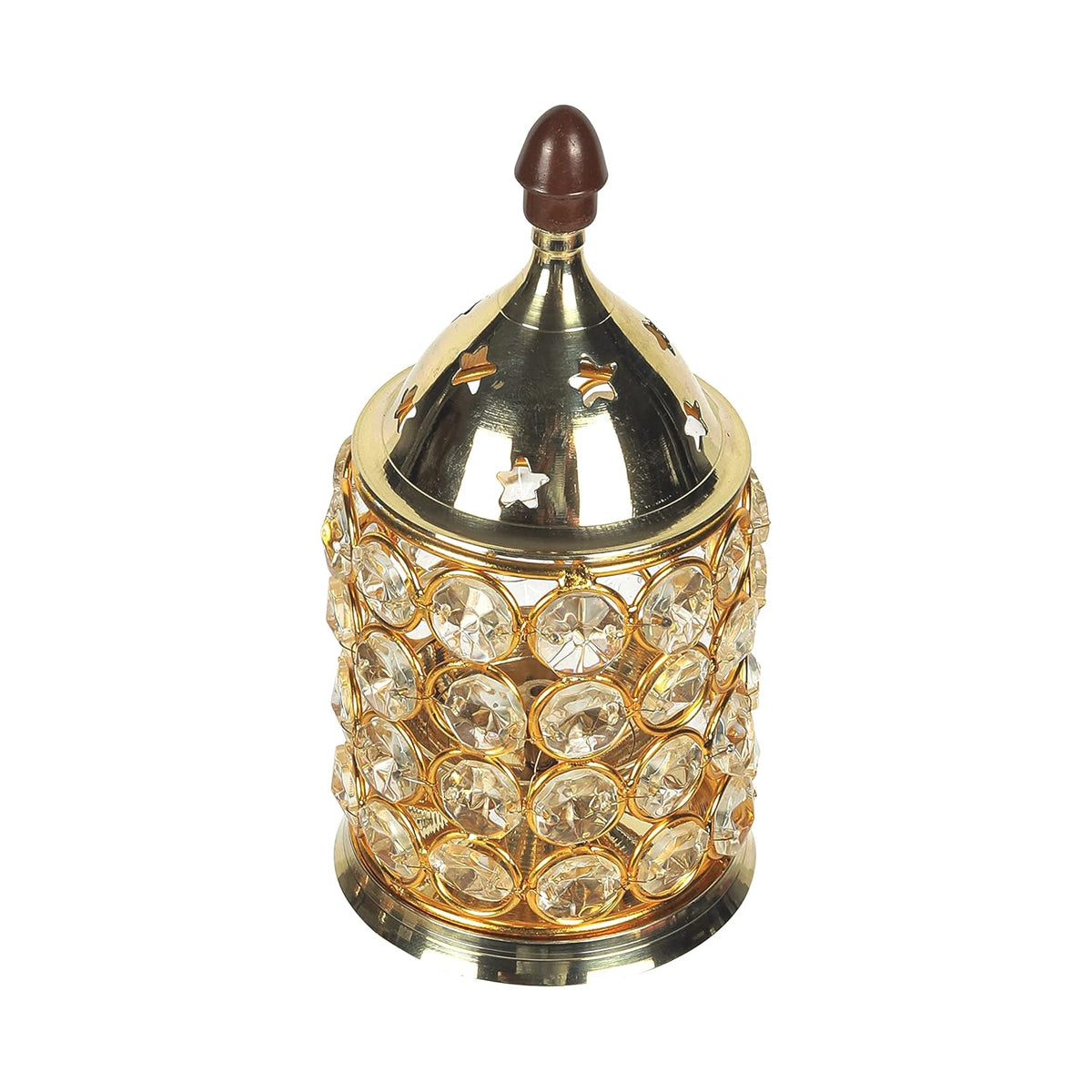 Klassic 4.5 Inch Swastik Akhand Diya with Borosilicate Glass Shade | Pure Brass Oil Lamp for Mandir, Daily Puja, Pooja Room, Diwali, Prayer, Wick Holder Festive