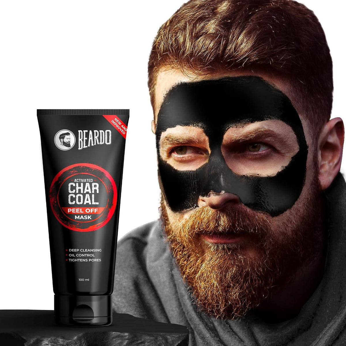 Beardo Charcoal 4-in-1 Giftset for Men | Complete Face & Body kit, pack of 4 (Facewash, Peel-off mask, Scrub, Soap) | Gift For Men | Gift for Husband 1 Count (P