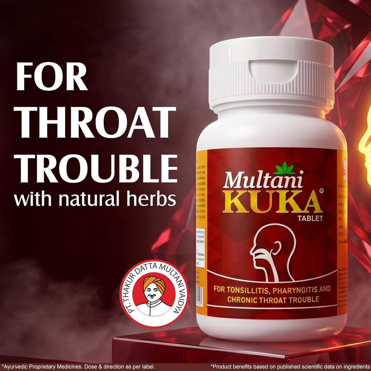 Multani Kuka 100 Tablet | Useful In Tonsillitis, Pharyngitis & Chronic Throat Trouble | Natural & Ayurvedic | Get Relief From Tonsils & Swollen Issues
