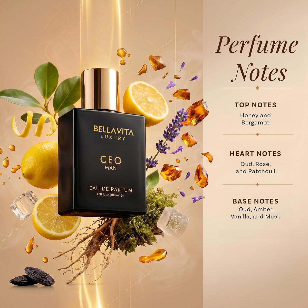 Bella Vita Luxury CEO Man | Long Lasting EDP 100ml | with Lemon, Lavender, Tonka, Mandarin & Vetiver | Premium Fragrance Perfume for Men | Ideal for Every Momen