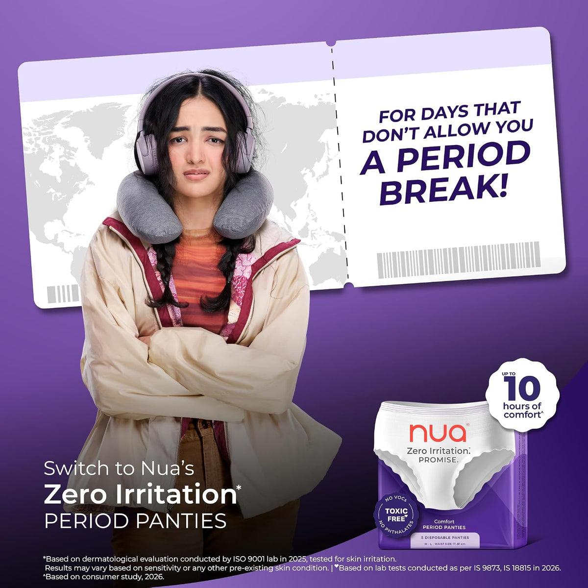Nua 360° Comfort Period Panties (M-L) | Pack of 5 | Ultra-Absorbent | Zero Irritation | 4X Comfort | for Heavy Flow | No rashes | Leakproof | Seamless | 100% To