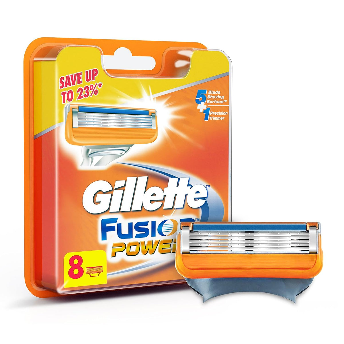 Gillette Men Fusion Power Shaving Razor & Fusion Power Shaving Razor Blades - 8 Pieces (Save Upto 23%) Combo