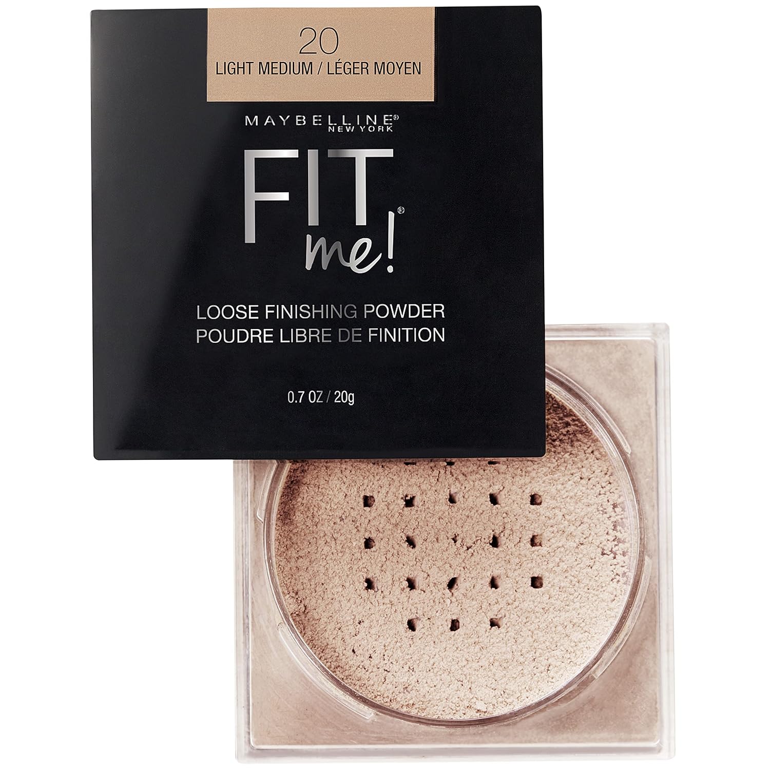 Maybelline New York Fit Me Loose Finish Powder, Silky and Lightweight, Natural-looking skin, Quick blendable skin-friendly flawless makeup Loose Powder - 20 Light Medium|20 grams