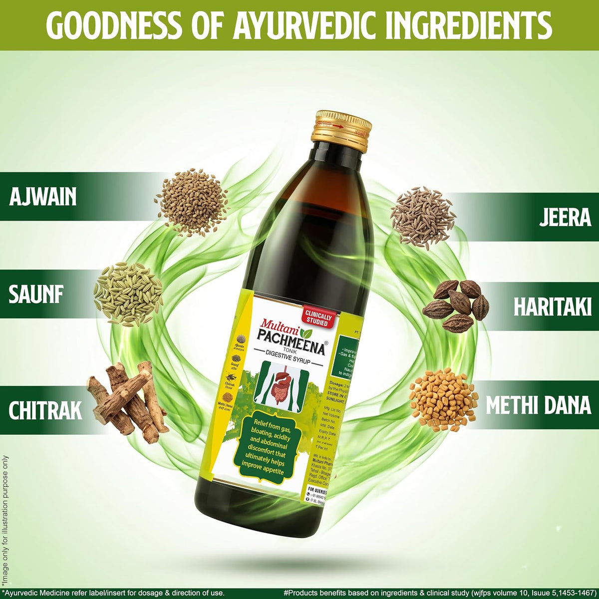 Multani Pachmeena Tonik Digestive Syrup |Ayurvedic Products For Better Digestion | Relief From Gas, Bloating, Abdominal Discomfort | Improves Appetite 100% Natu