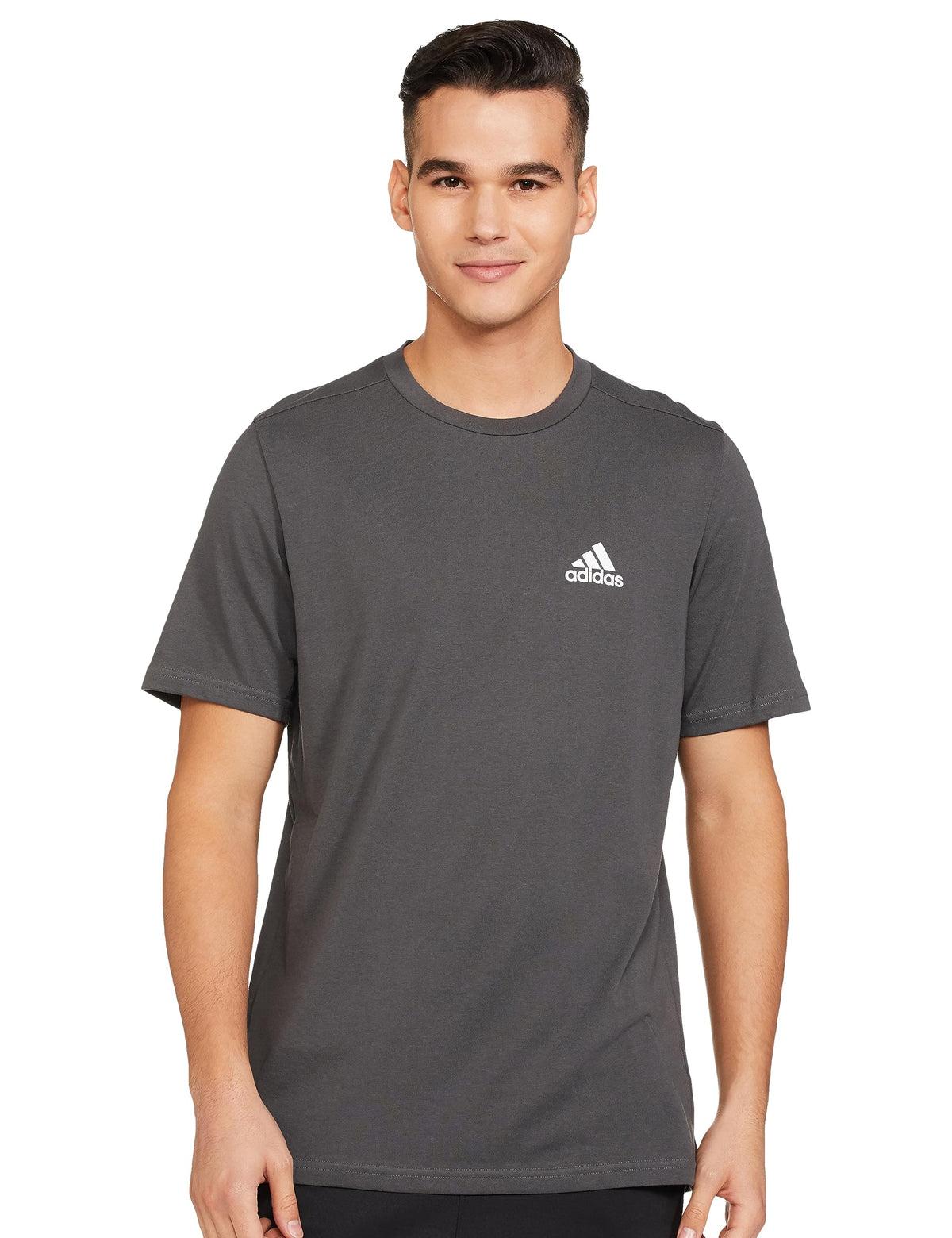 adidas Men's Polyester Geometric Regular Fit T-Shirt XS TMDRGR/WHITE