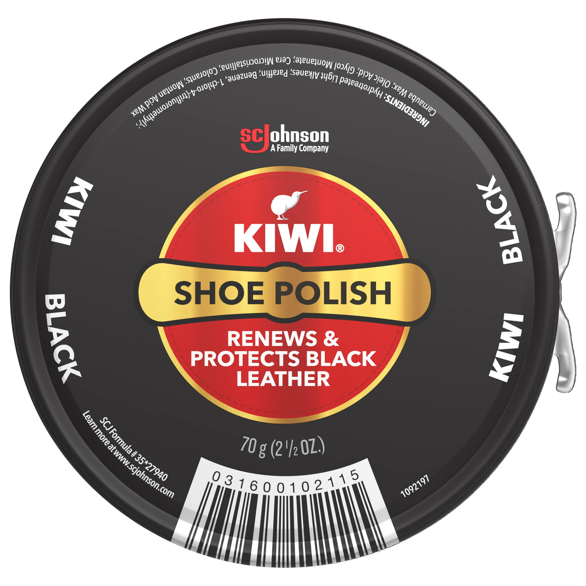 KIWI Shoe Polish, Black, 1 Metal Tin, 2.5 oz