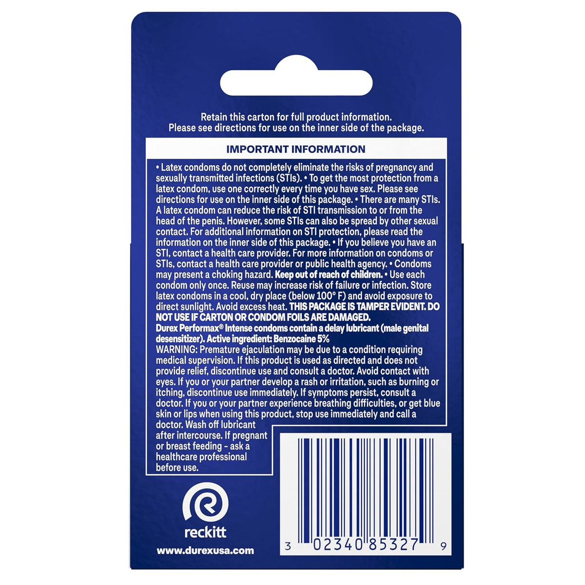 Durex Performax Intense Lubricated Ribbed Dotted Premium Condoms, 3 ct
