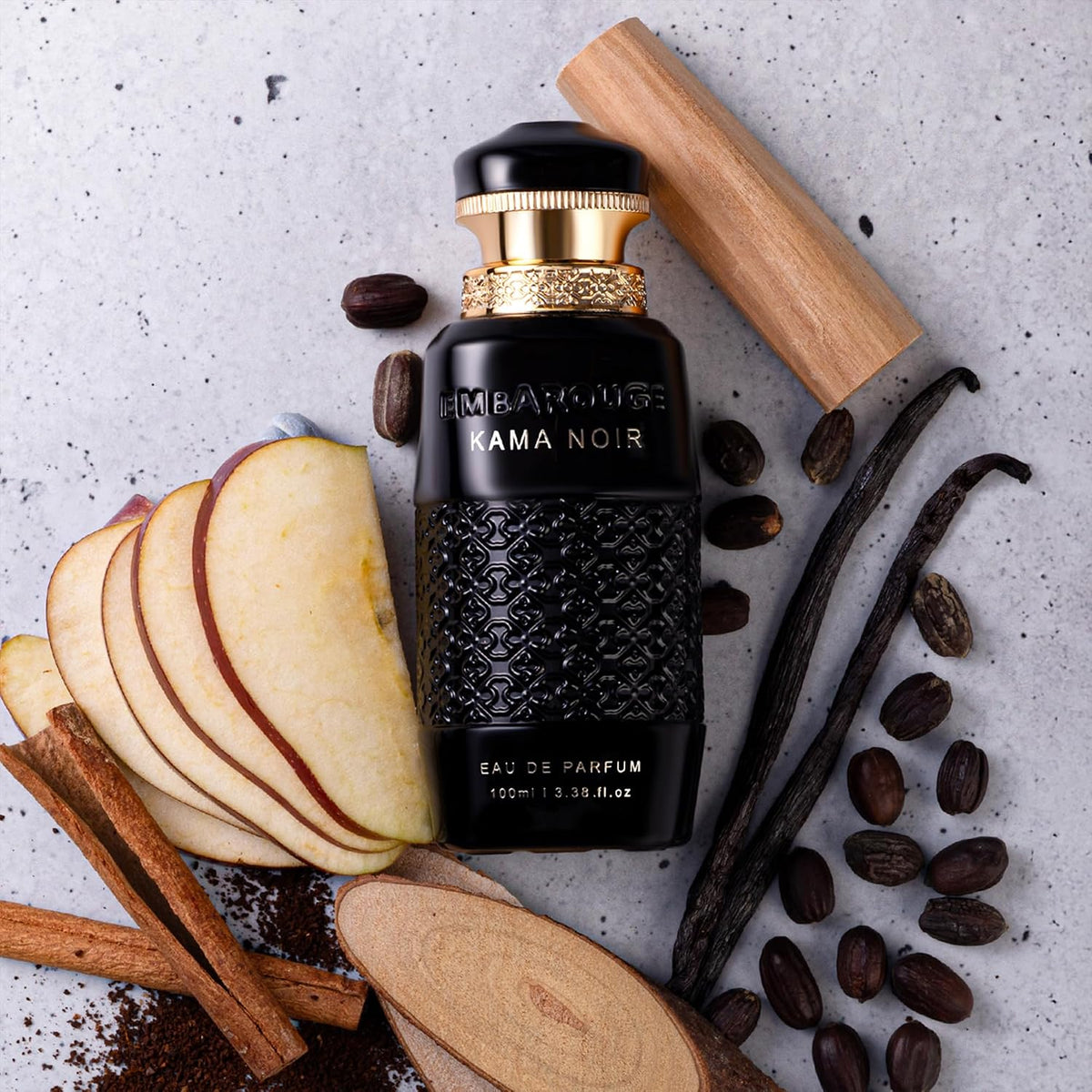 Embarouge Kama Noir Luxury Gourmand Perfume for | Man Crafted In Dubai | Cinnamon, Apple & Vanilla Notes | Middle Eastern Fragrance- 100ml