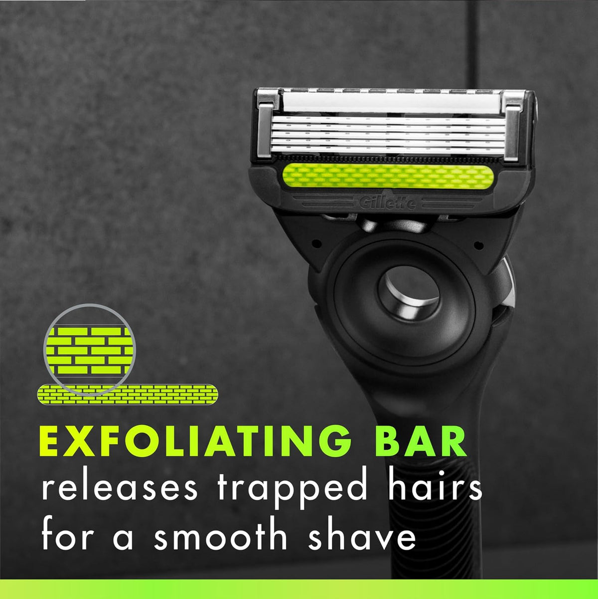 Gillette Mens Razor with Exfoliating Bar by GilletteLabs, Shaving Kit for Men, Includes 1 Handle, 4 Razor Blade Refills, 1 Premium Magnetic Stand Compatible,Mag