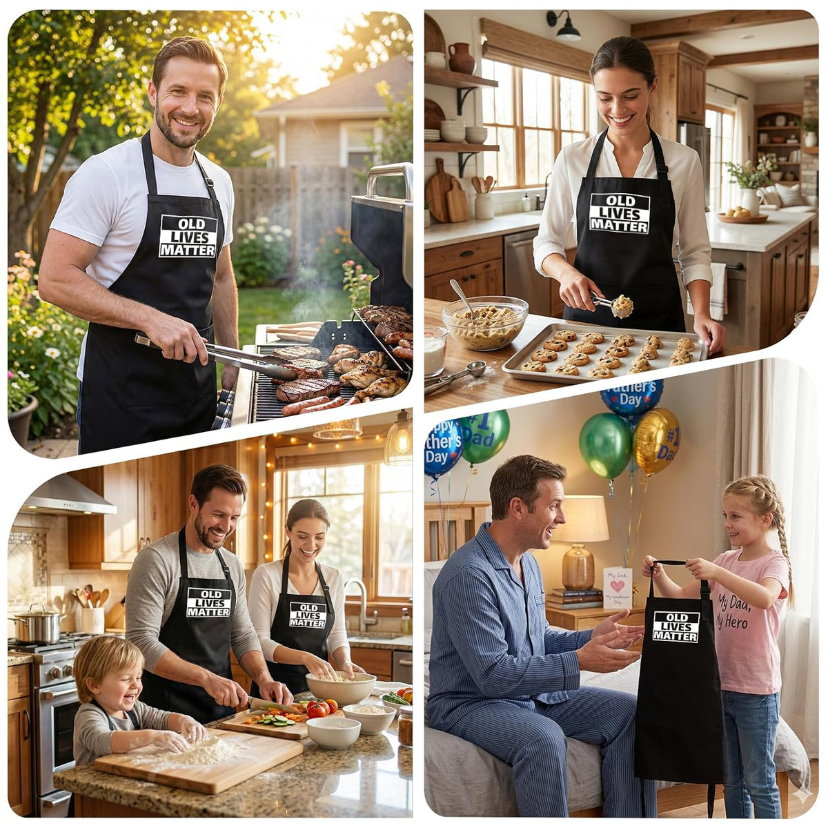 APRONPANDA Old Lives Matter Kitchen Aprons - Funny Christmas Gifts Birthday or Retirement Gifts for Mom, Dad, Grandad, Grandma - 50th 60th 70th Birthday Gifts f