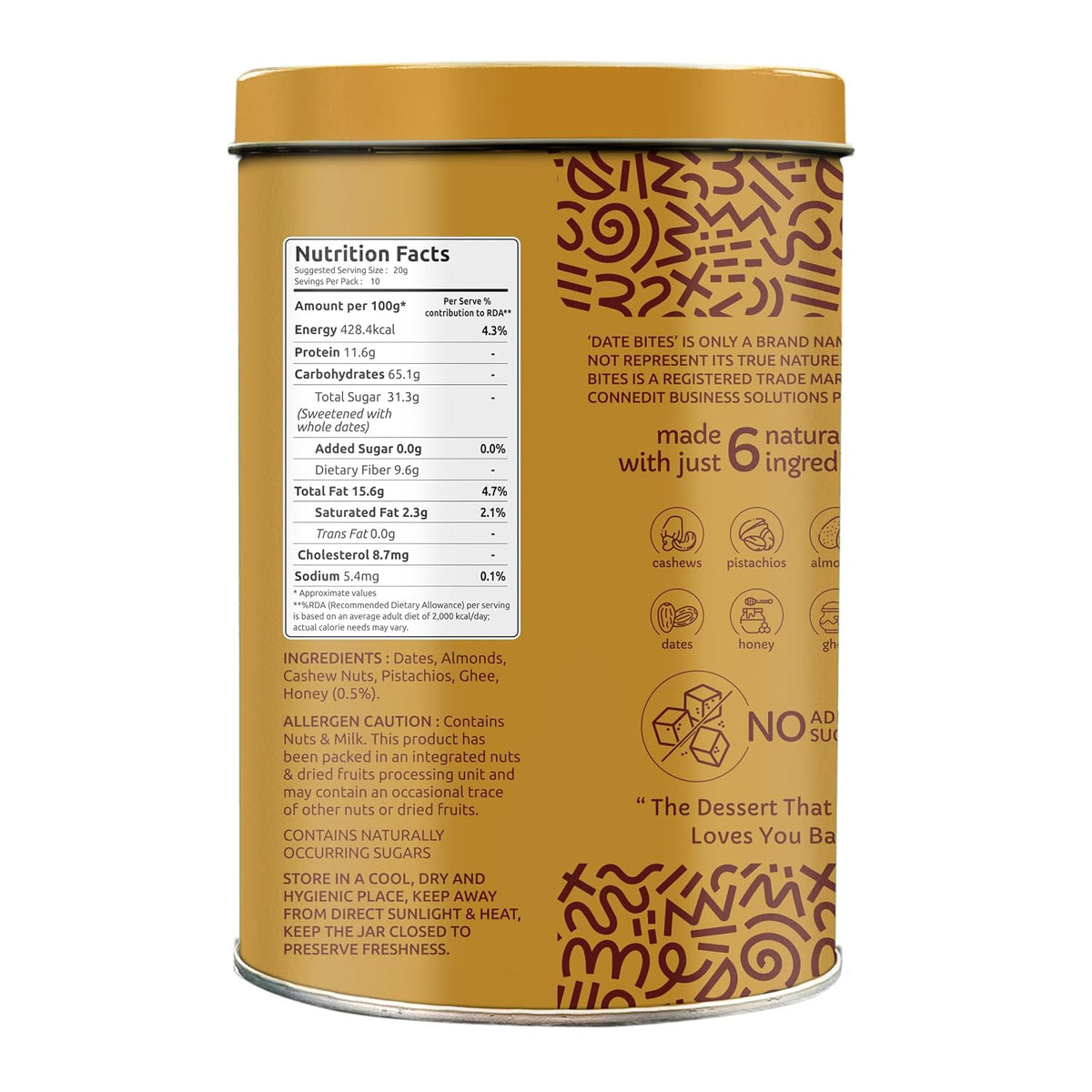 Farmley Date Bites, Dates Barfi Made with Dates, Pista, Cashews, Almonds, Honey and Pure Ghee, Dry Fruits Nuts, Healthy Snacks, Healthy Sweets, Gluten Free, No