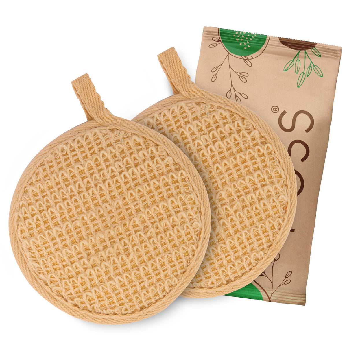 Ross Natural Ramie Bath Loofah Scrubber – Premium Exfoliating Body Scrubber for Deep Cleansing, High-Lather Foam, Gentle Skin Renewal, Improved Circulation, and
