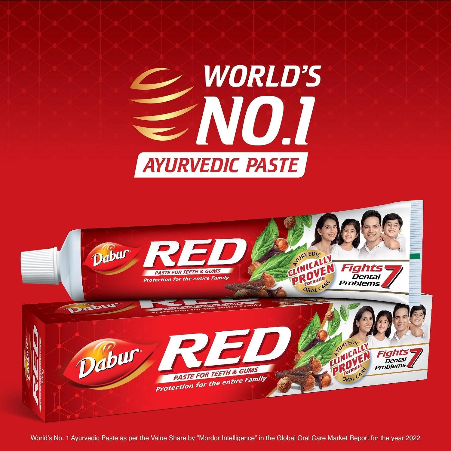 Dabur Red Toothpaste - 350g (175g x2) Family Pack with Toothbrush | Fluoride Free| Helps in Bad Breath Treatment, Cavity Protection, Plaque Removal | For Whole Mouth Health| Power of 13 Potent Ayurvedic Herbs