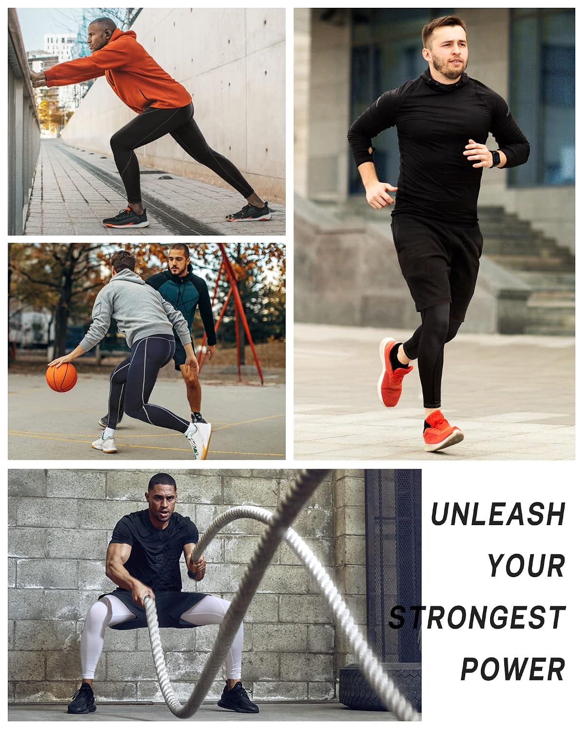 Roadbox Compression Pants for Men Running Tights Base Layer Leggings