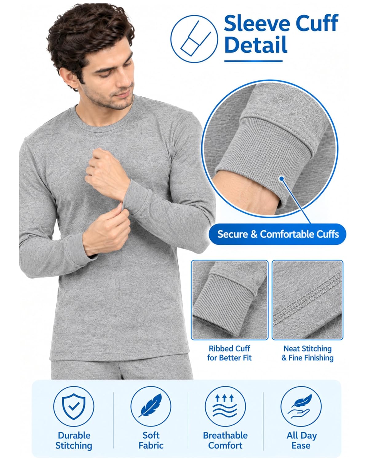 Men's Thermal Top Pack of 3 | Round Neck Full Sleeve Thermal Innerwear for Men | Warm, Soft & Comfortable Winter Wear | Regular Fit (Size-S) 34