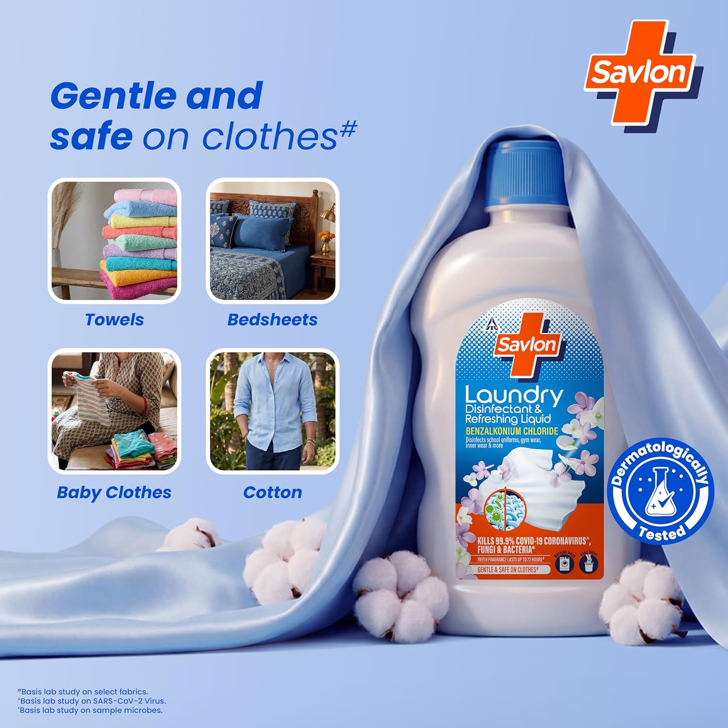 ITC Savlon Laundry Disinfectant & Refreshing Liquid 890ml | After-Detergent Wash | Kills 99.9% Bacteria Fungi | 72-Hour Fresh Fragrance | Safe on Clothes | No Bleach | Contains Benzalkonium Chloride