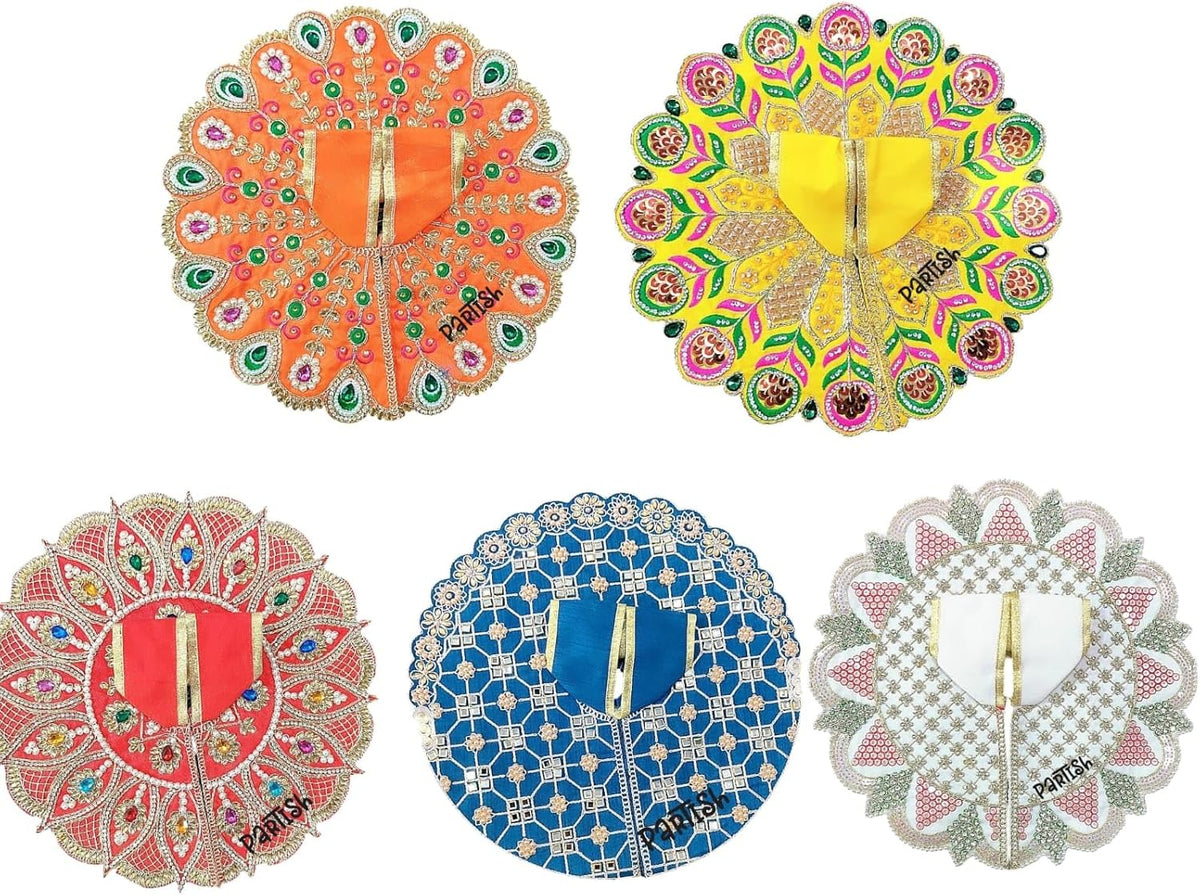 Laddu Gopal, Kanha Ji Dress (Multicolour, Size 3) Set of Five Size 3