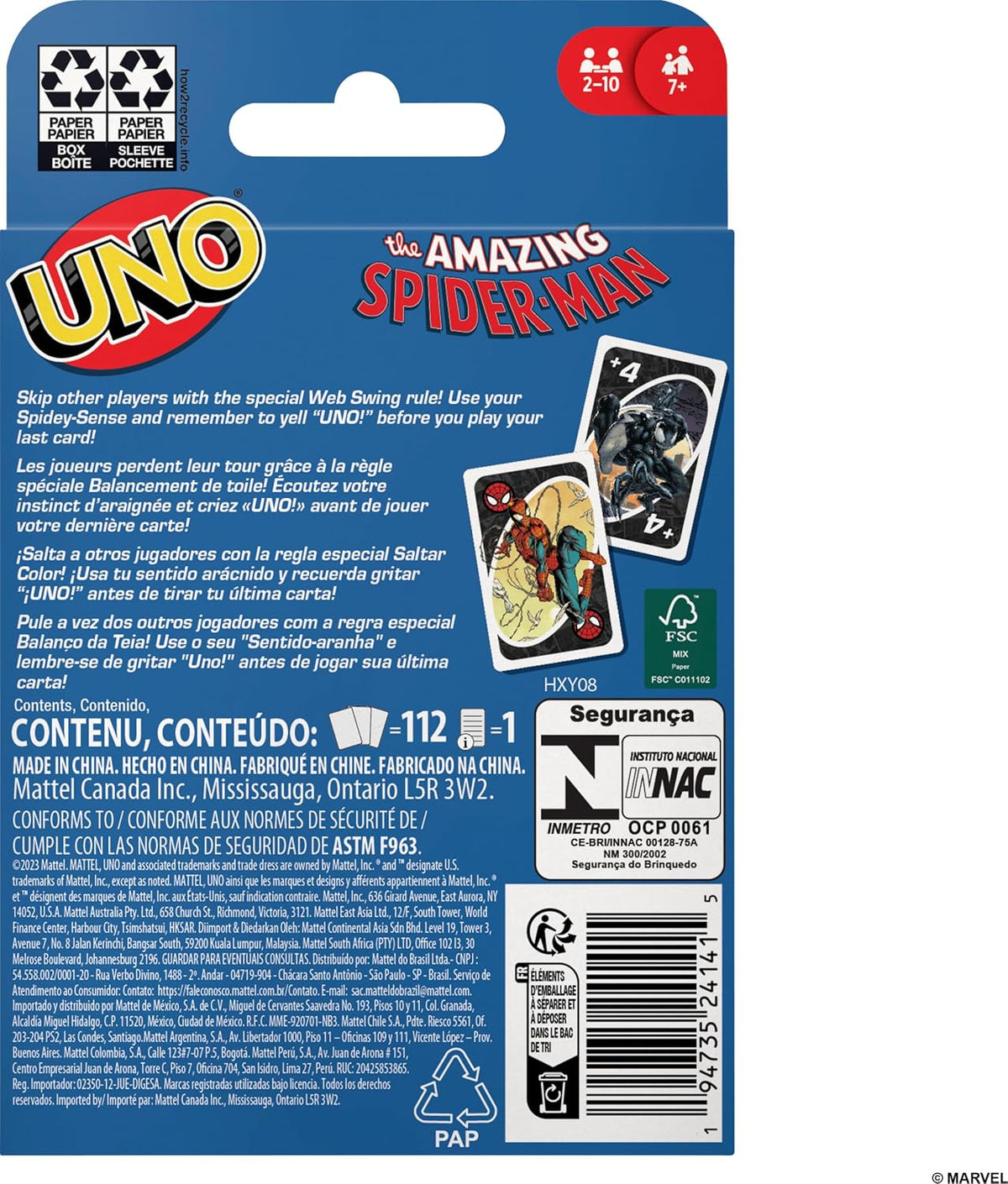 Mattel Games - UNO Spider-Man Classic Card Game (Marvel)