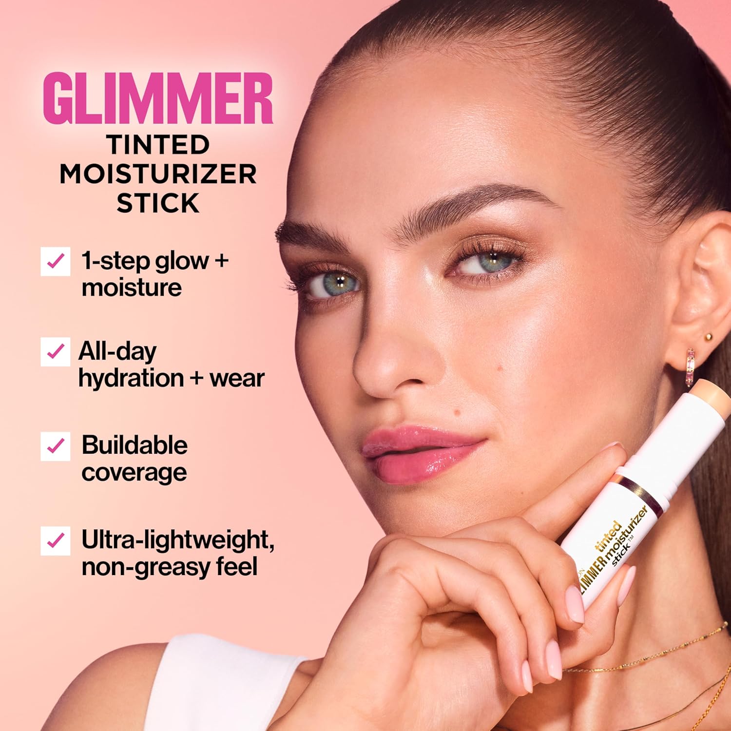 Revlon Glimmer Tinted Moisturizer Stick for Face, Light Coverage Skin Tint, Hydrating Skincare-Infused Makeup, 130, 0.31 oz
