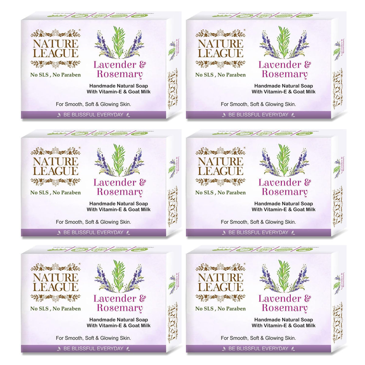 Lavender & Rosemary Natural Handmade Soap with Essential Oils & Vitamin-E, Gentle Cleansing, Skin Nourishing,Relaxing Aroma, For All Skin Types, SLS & Paraben F