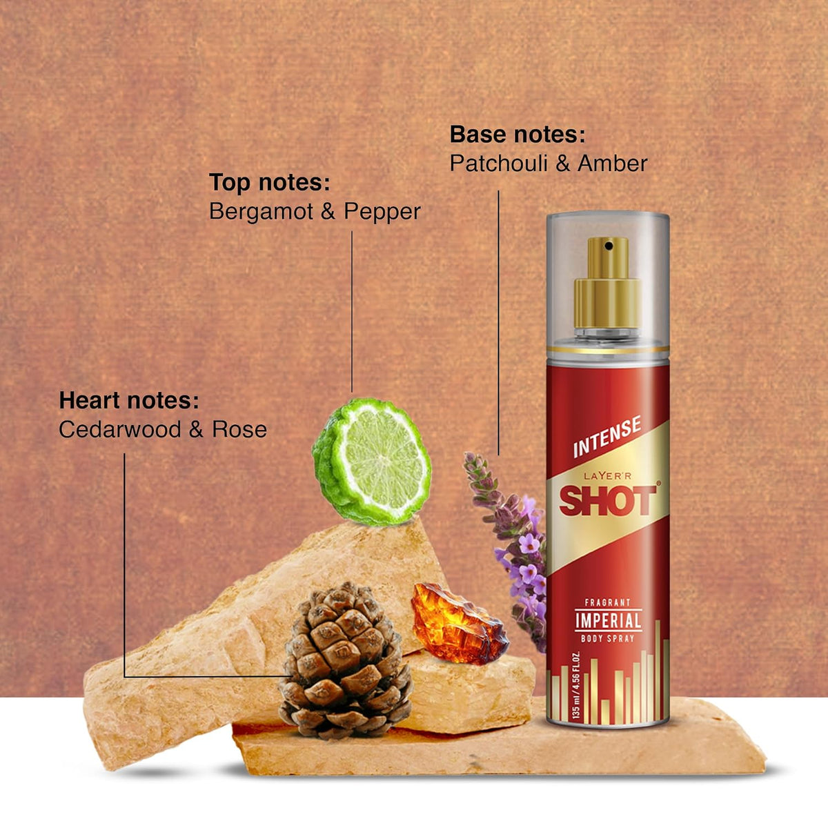 Layer'r SHOT Gold Imperial Deodorant Body Spray for Men 135ml