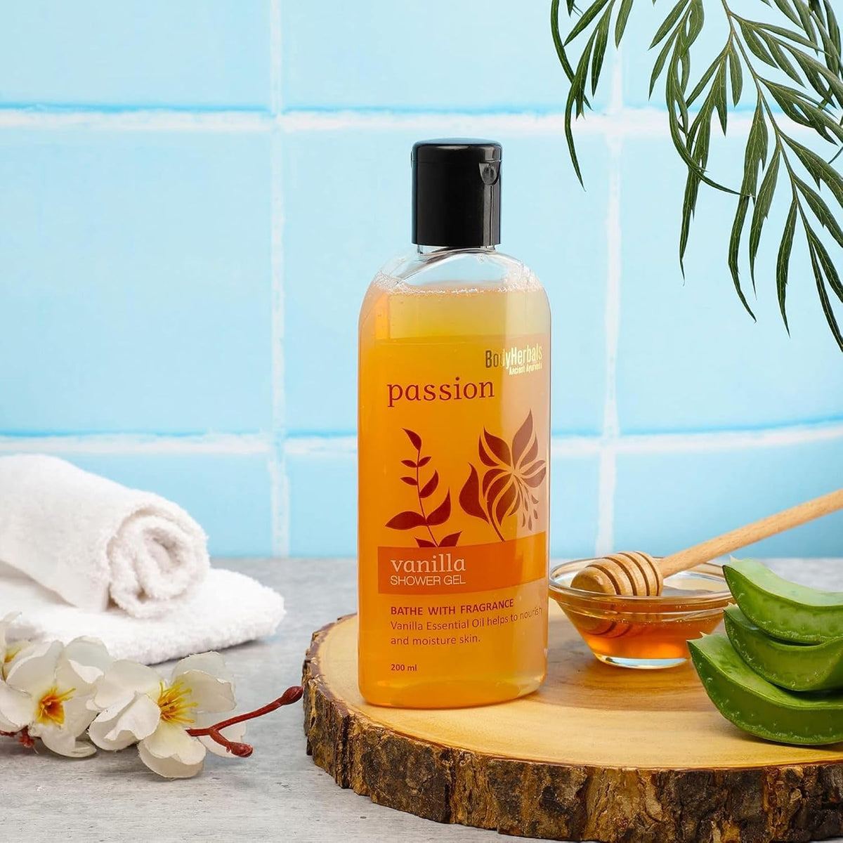 BodyHerbals Vanilla Shower Gel Passion (200 ml) Aloevera & Seabuckthorn For Soft, Smooth & Radiant Glow | 100% Vegan & Paraben Free | Bath Gel For Women & Men |