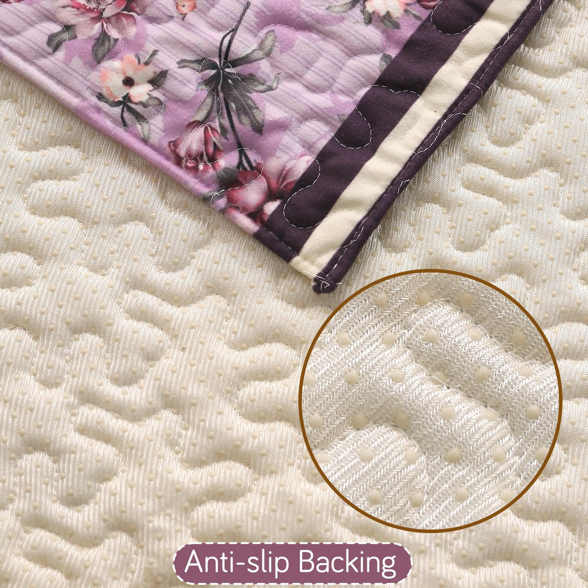 HOKIPO Florentina Sofa Cover Mat 4 Seater 220 cm, Peony Lavender Peony Lavender Mat - 1 Pc Seat - 220 cm