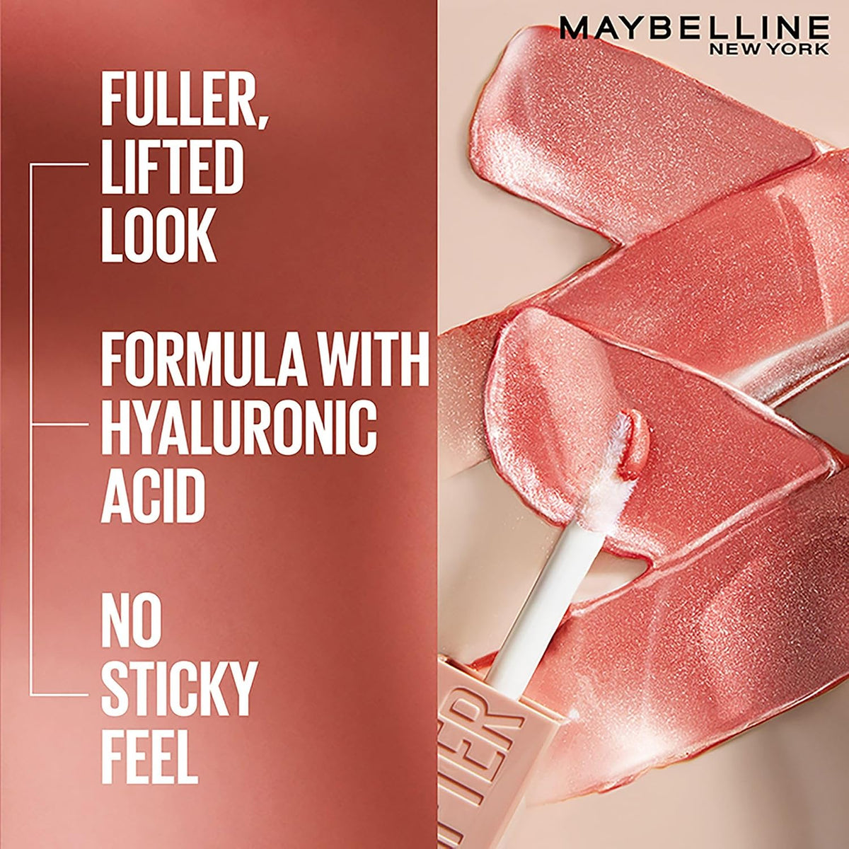 Maybelline New York Smooth And Non-sticky Lifter Gloss - Moon | Tinted Lip Gloss With Hyaluronic Acid for Hydrated & Plump Lips | Non-Sticky application | Long-