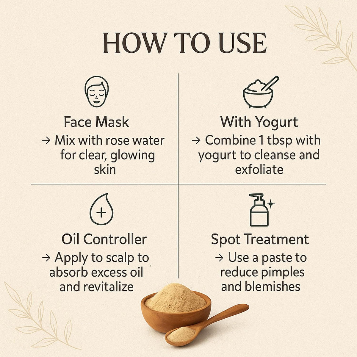Multani Mitti Powder (Fuller’s Earth Clay) 55g | 100% Pure & Natural Indian Healing Clay for Face Pack & Hair Care – Detoxifying Skin Cleanser, Oil Control Mud