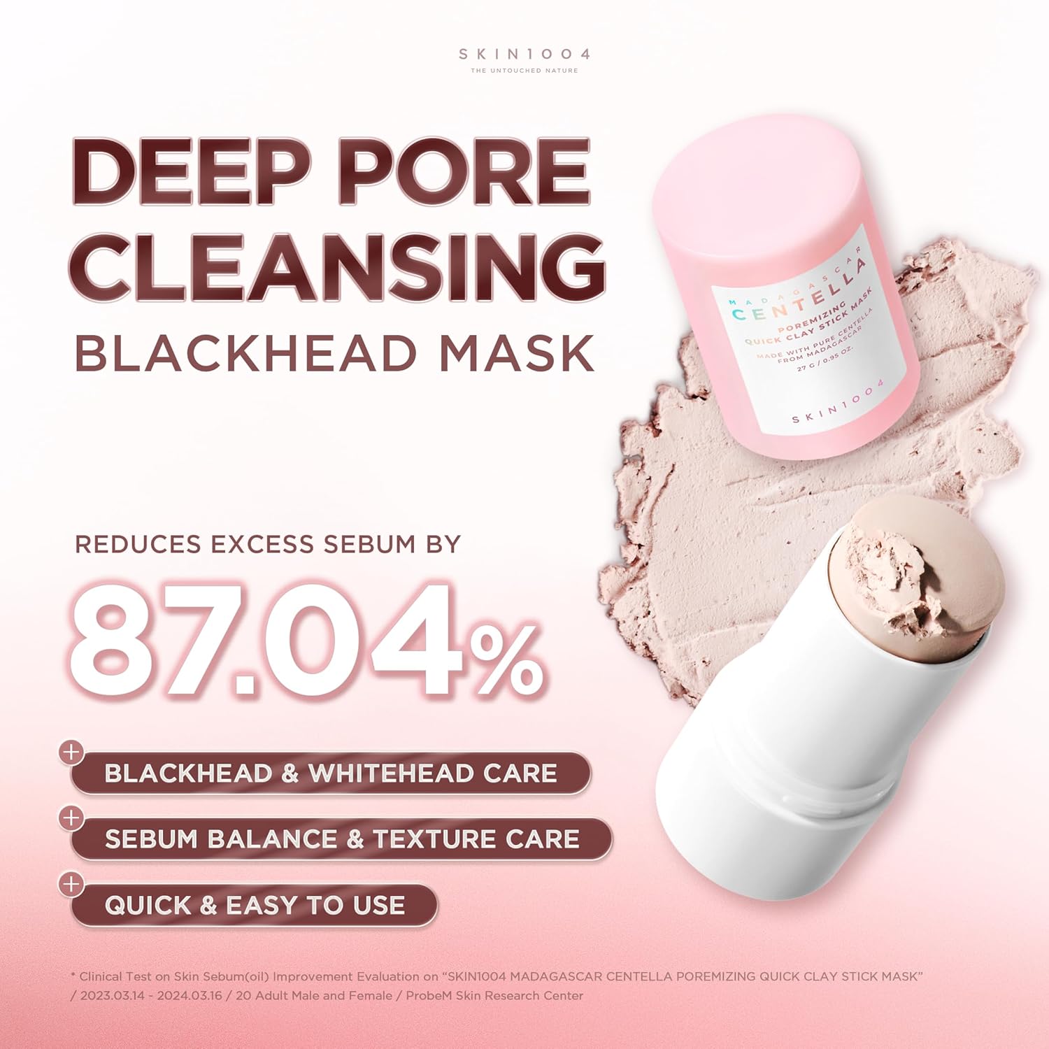 SKIN1004 Madagascar Centella Poremizing Quick Clay Stick Mask 27g – Face Mask with 5 Clays & Red Bean Powder for Pore Care, Oil Control, Blackhead Removal & Skin Soothing Korean Skincare