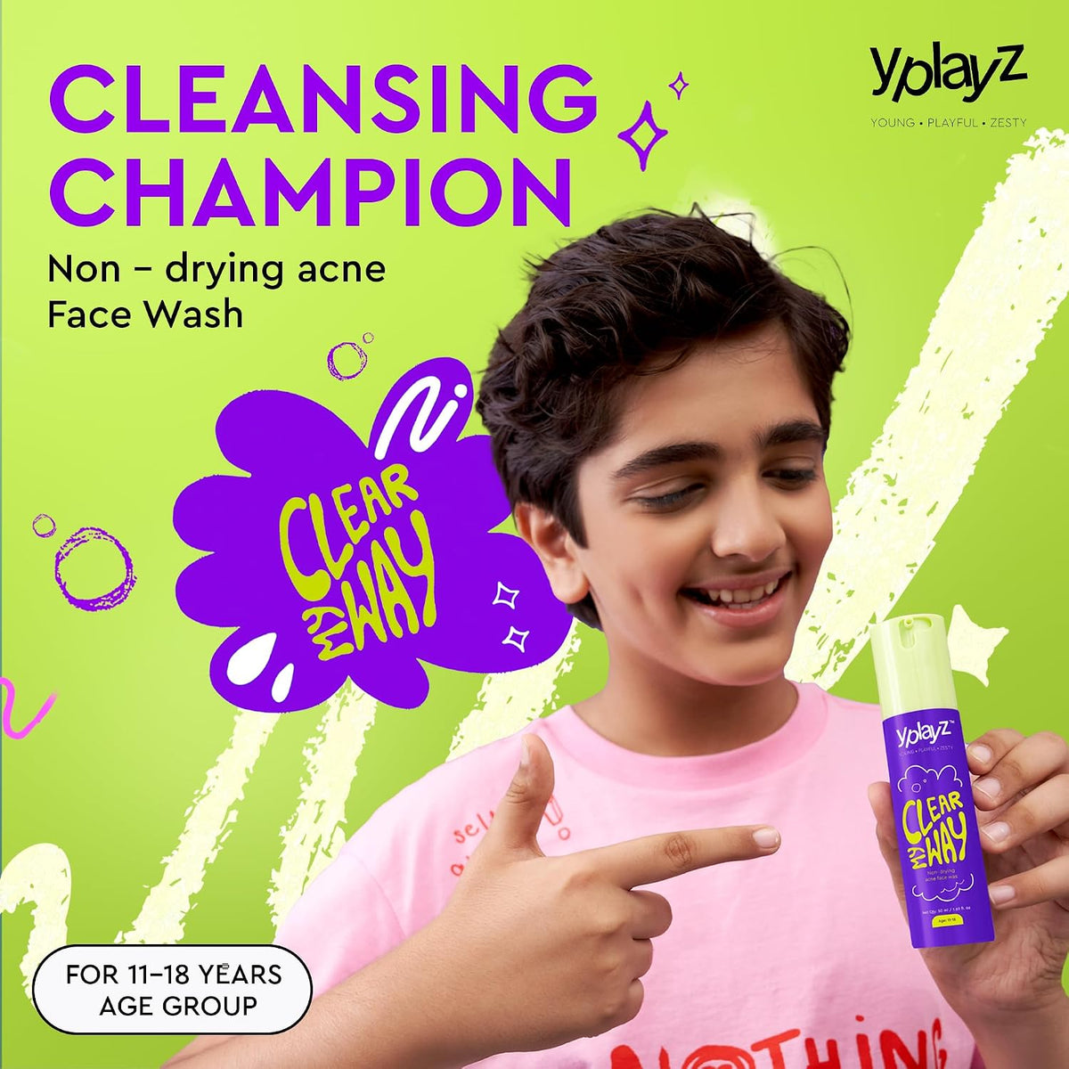 YPlayZ Pimple Face Wash for Teens 11+ with Salicylic Acid for Oily Skin