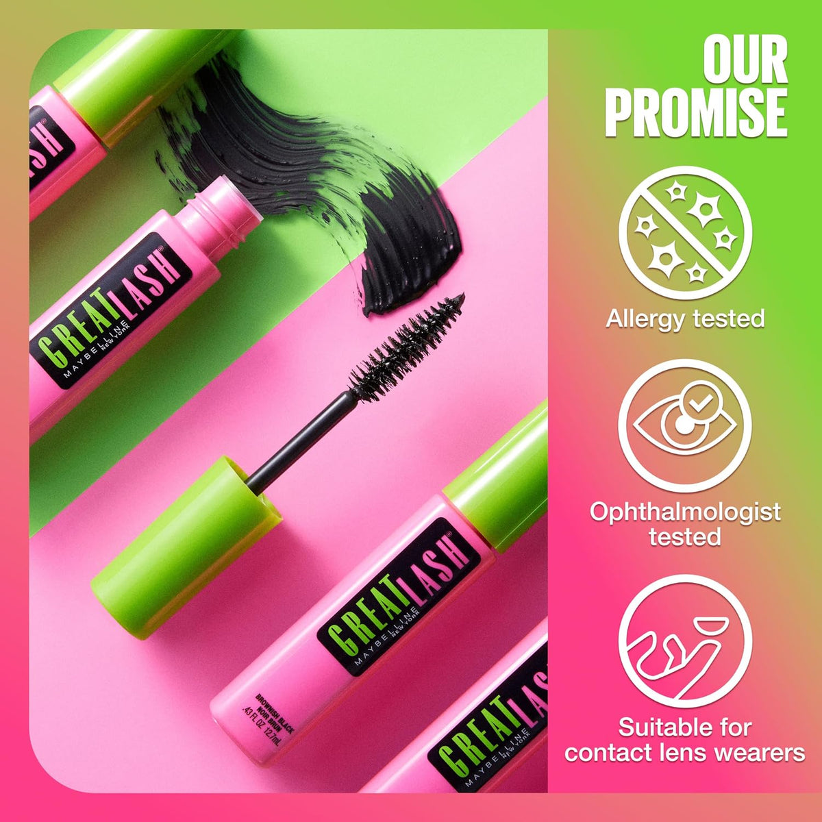 Maybelline Great Lash Waterproof Mascara, Very Black, 1301ml
