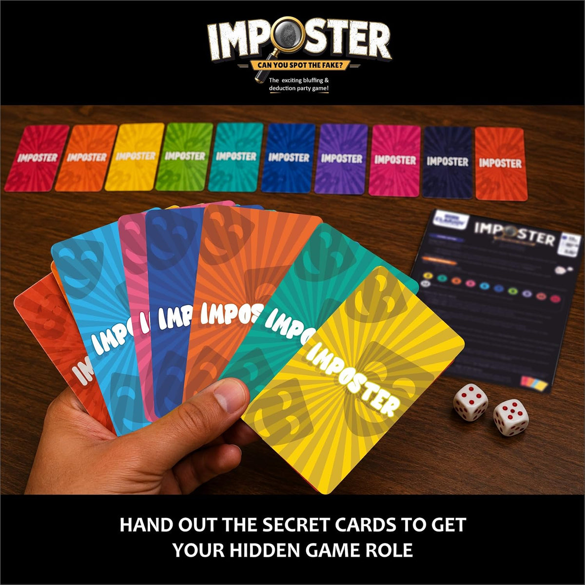 Clapjoy Board & Card Game – Imposter: Can You Spot The Fake? | 80 Cards | Bluffing &Deduction Party Game | Fun for Family Game Nights, Travel, Gifts for Teens &