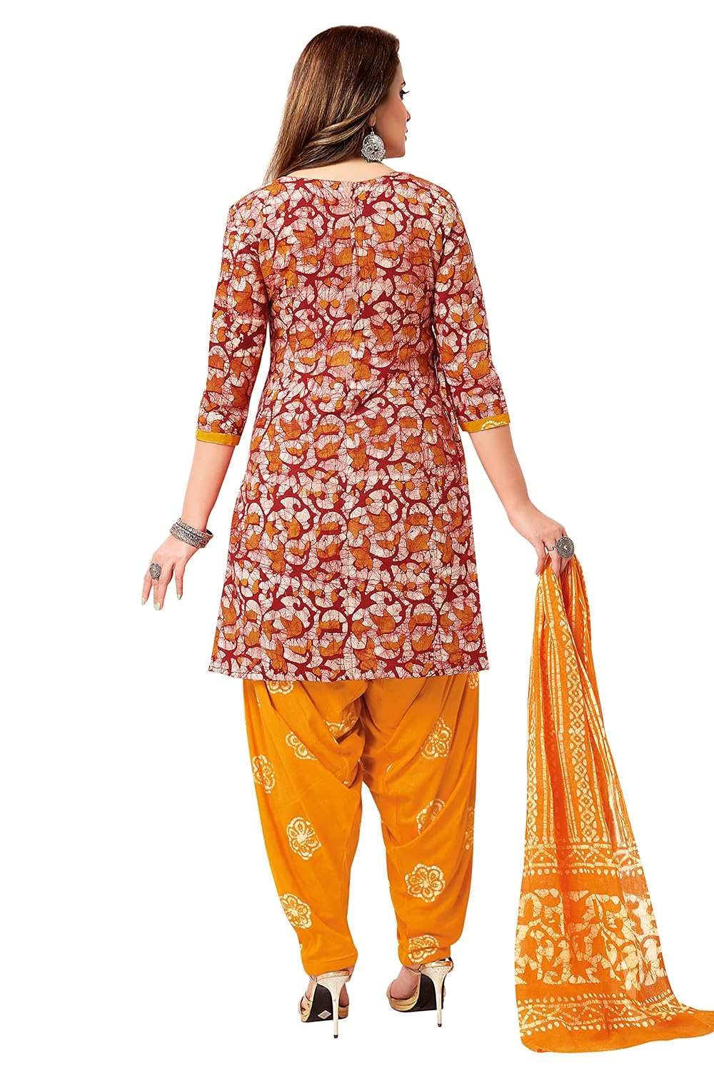 Miraan Cotton Printed Readymade Salwar Suit For Women (MIRAANSANBAT511) S Yellow