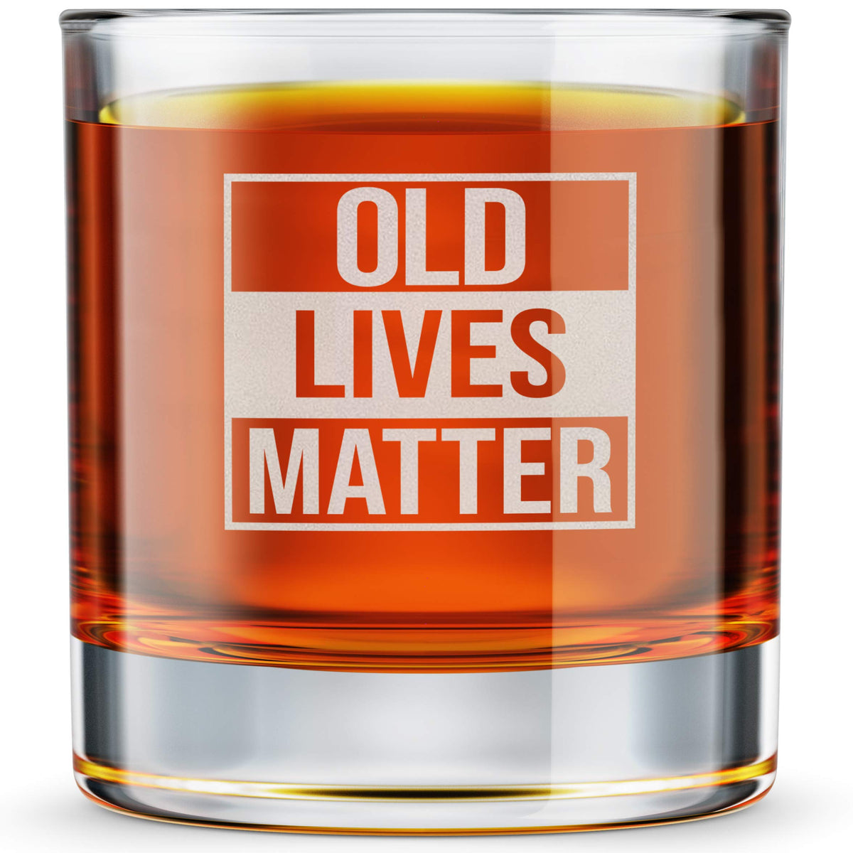 Old Lives Matter Whiskey Glass Cup - Funny Birthday Gift For Dad, Grandpa, Old Man - Gag Gift, 10.25 oz Laser Engraved Lowball Rocks Glass Retirement Gift Old F