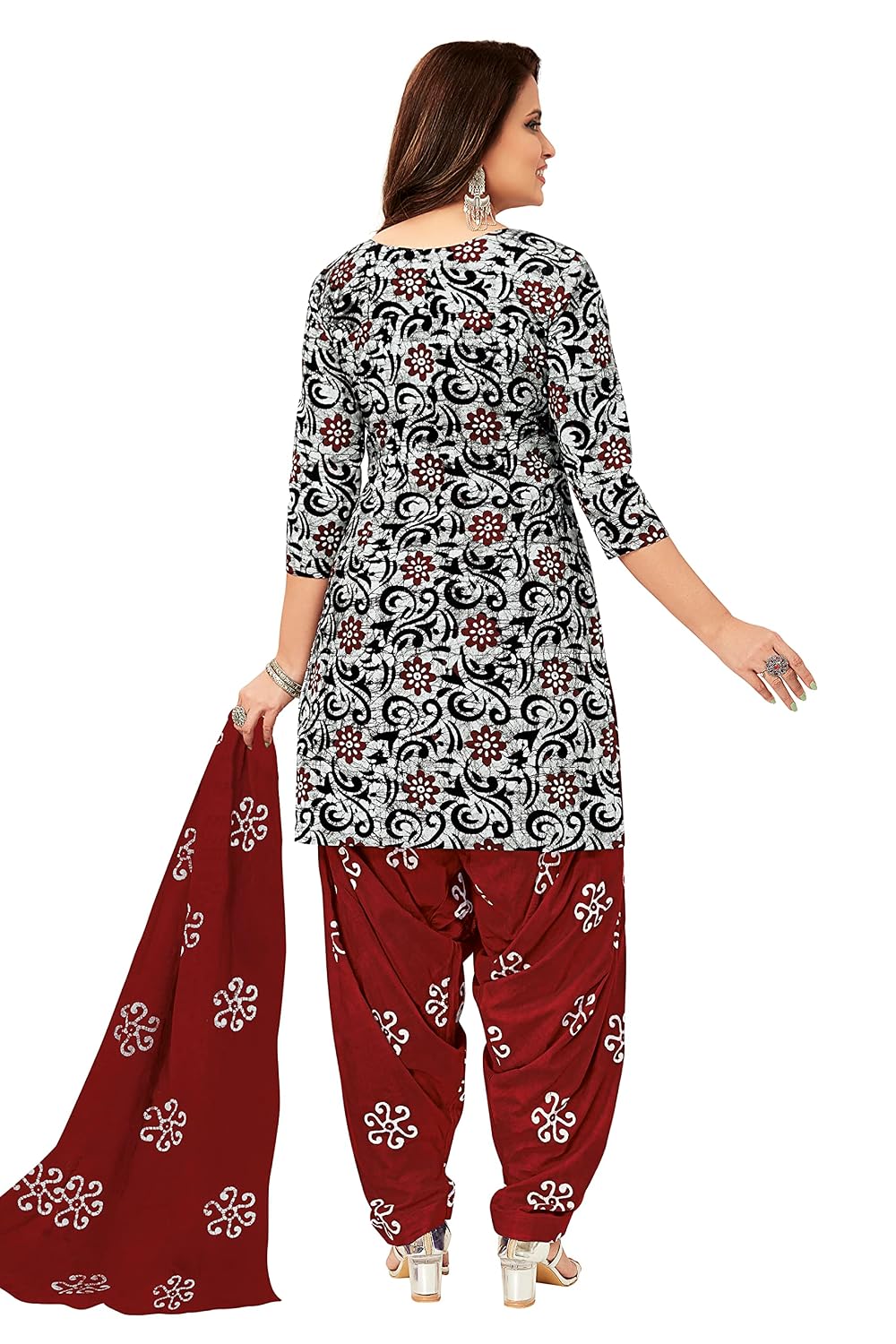 Miraan Cotton Printed Readymade Salwar Suit For Women (MIRAANSANBAT503) M Grey