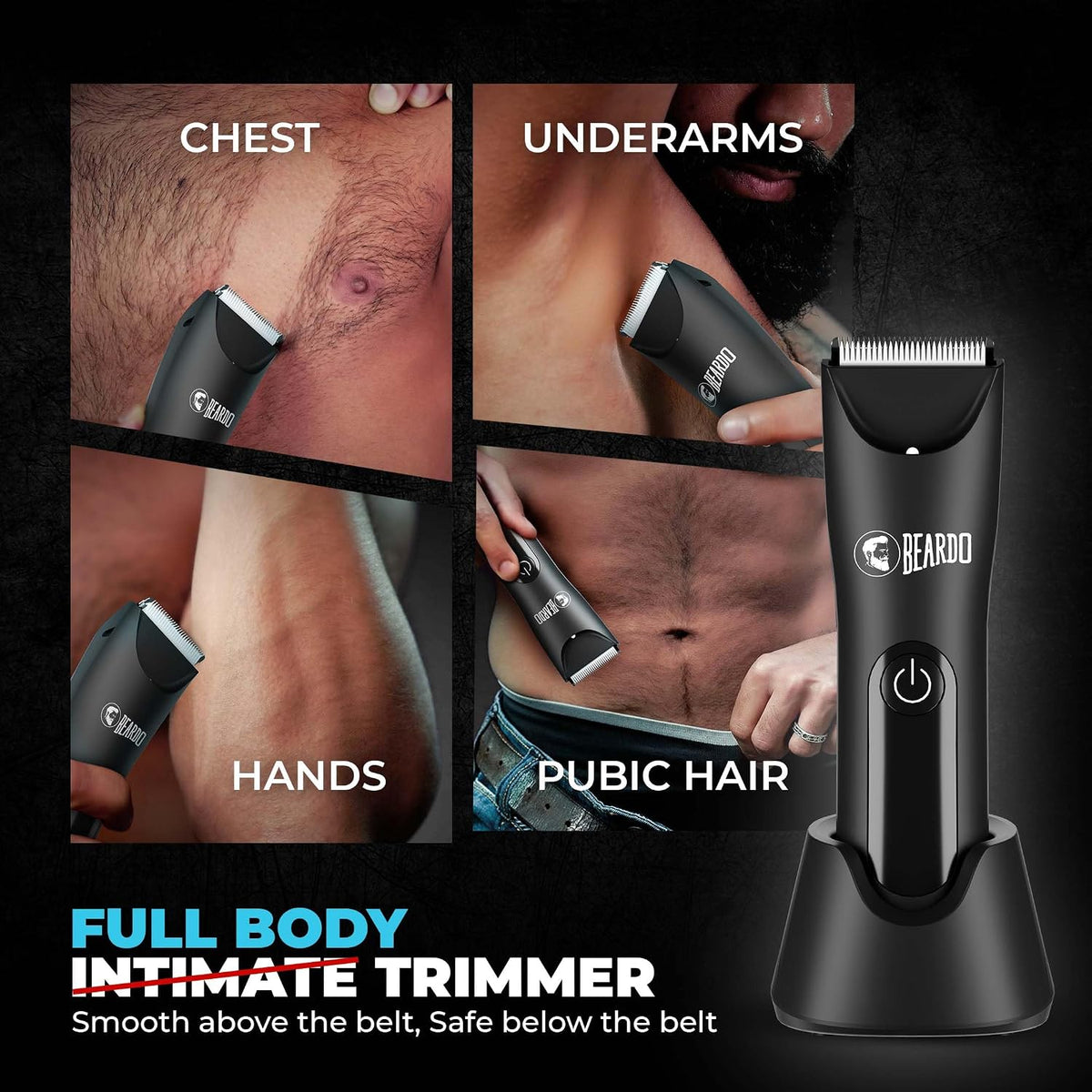 Beardo Ball Safe Pro Trimmer | Intimate Trimmer for Men | IPX7 Waterproof | Safe Ceramic Blades | 40mm T-Blade | 6000 RPM | 90 Min Runtime | Type-C Charging | F